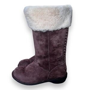UGG Karyn Cuff Sheepskin Boots 1005449 Dark Brown Women's 6